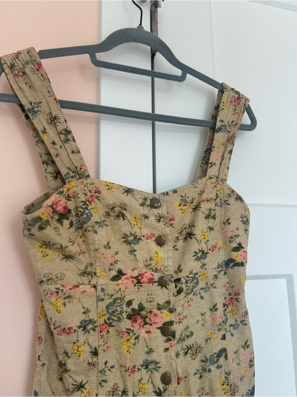 Laura Ashley x Urban Outfitters Floral Linen Mini Jumper Dress NWT Size XS - Picture 4 of 5